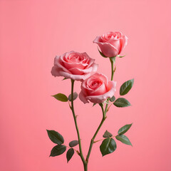 Obraz premium Elegant Pink Roses on Soft Pastel Background Symbolizing Romance and Beauty