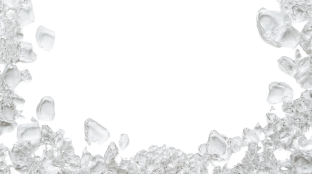 Ice cubes border on transparent background