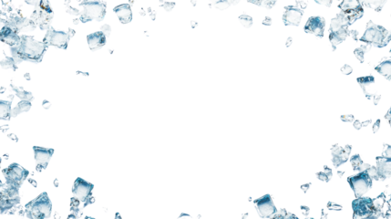 Ice cubes border on transparent background