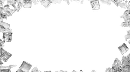 Ice cubes border on transparent background