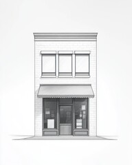 Obraz premium A Sketch of a Two Story Brick Building With a Shopfront