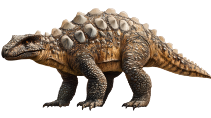 Ankylosaurus Dinosaur: An Ankylosaurus dinosaur with a heavily armored back and spiked tail stands in a powerful stance, its prehistoric presence emanating a sense of ancient strength and resilience.