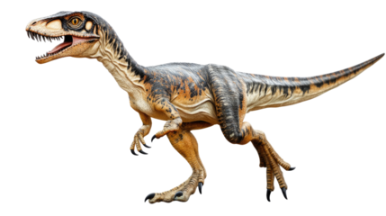 Prehistoric Predator: A lifelike recreation of a ferocious dinosaur, with sharp teeth and claws, ready to pounce. Its powerful stance and intense gaze evoke a sense of primeval power and dominance. 