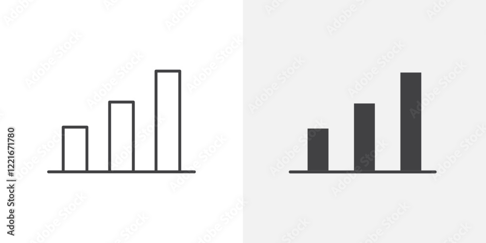 Poster bar chart icon outline vector sign