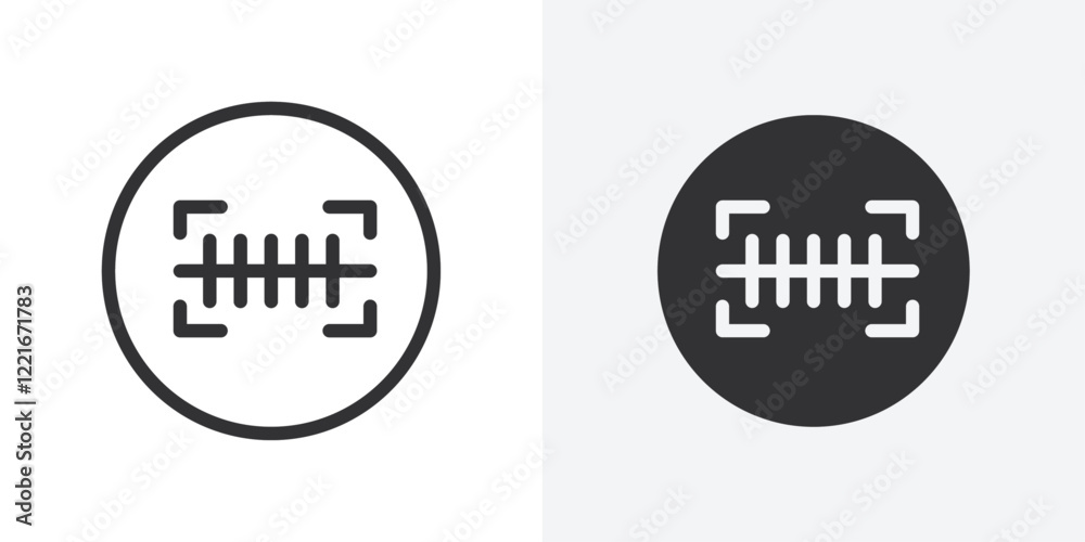 Poster bar code scanner icon outline vector sign