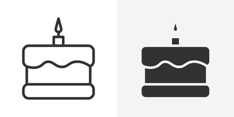 Birthday cake icon Outline vector sign