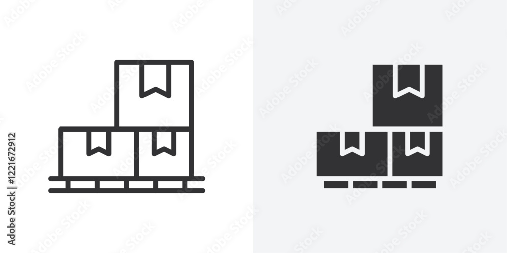 Poster box on a pallet icon outline vector sign