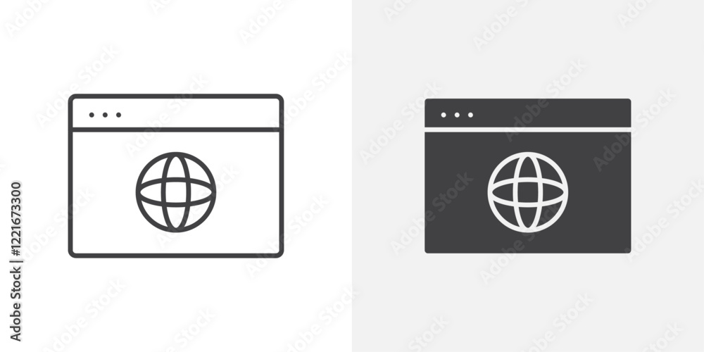 Poster browser icon outline vector sign