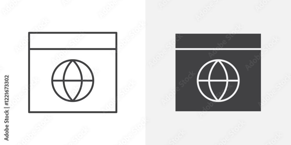 Poster Browser icon Outline vector sign