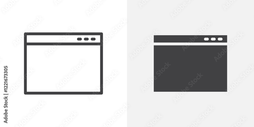 Aufkleber browser window icon outline vector sign