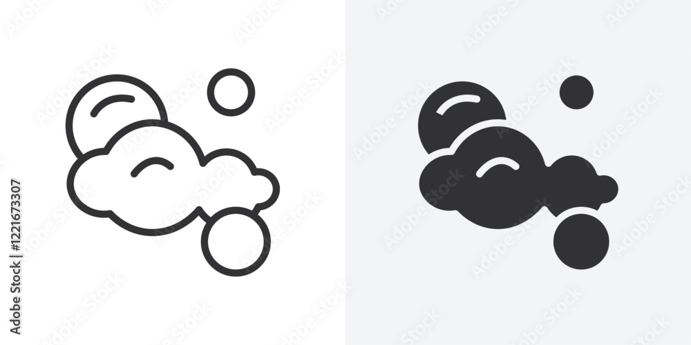 Poster bubbles and foam icon outline vector sign