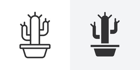 Cactus icon Outline vector sign