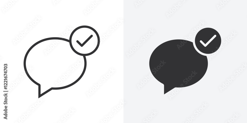 Poster check message icon outline vector sign