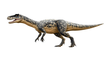 Obraz premium Majestic Baryonyx: A detailed illustration of a Baryonyx dinosaur, showcasing its unique features, including its large claw and distinctive coloration. The dinosaur is depicted in a dynamic pose.