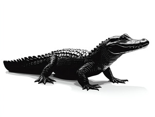 Naklejka premium alligator silhouette vector black on white background