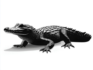 Obraz premium alligator silhouette vector black on white background