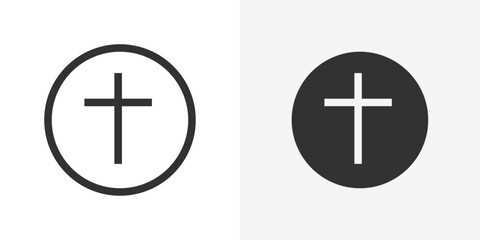 Christian Cross icon Outline vector sign