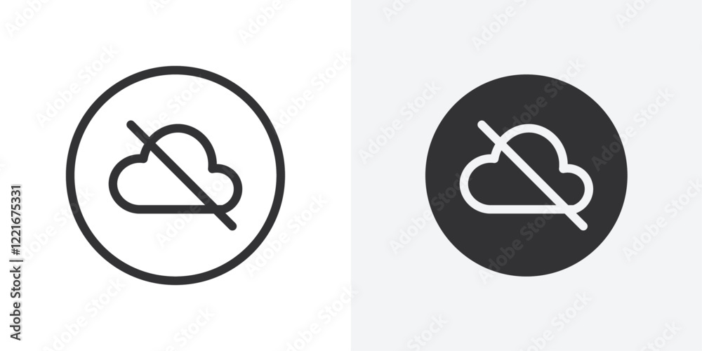 Poster cloud sync disable icon outline vector sign