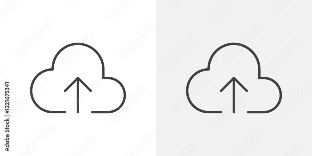 Poster cloud upload icon outline vector sign