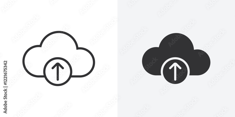 Poster cloud upload icon outline vector sign