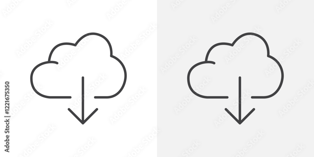 Poster cloud upload icon outline vector sign