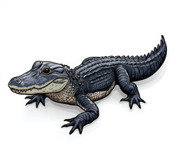Fototapeta premium alligator silhouette vector black on white background