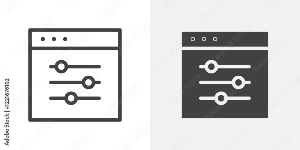 Poster Control panel icon Outline vector sign