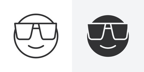 Cool Emoji Icon Outline vector sign
