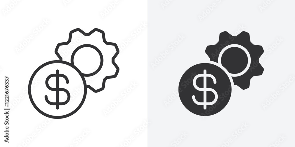Poster costs optimization icon outline vector sign