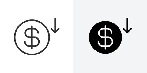 Cost reduction icon Outline vector sign