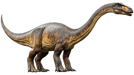 Obraz premium Brachiosaurus Dinosaur Illustration: A meticulously rendered Brachiosaurus dinosaur, a colossal herbivore, with its iconic long neck and small head.
