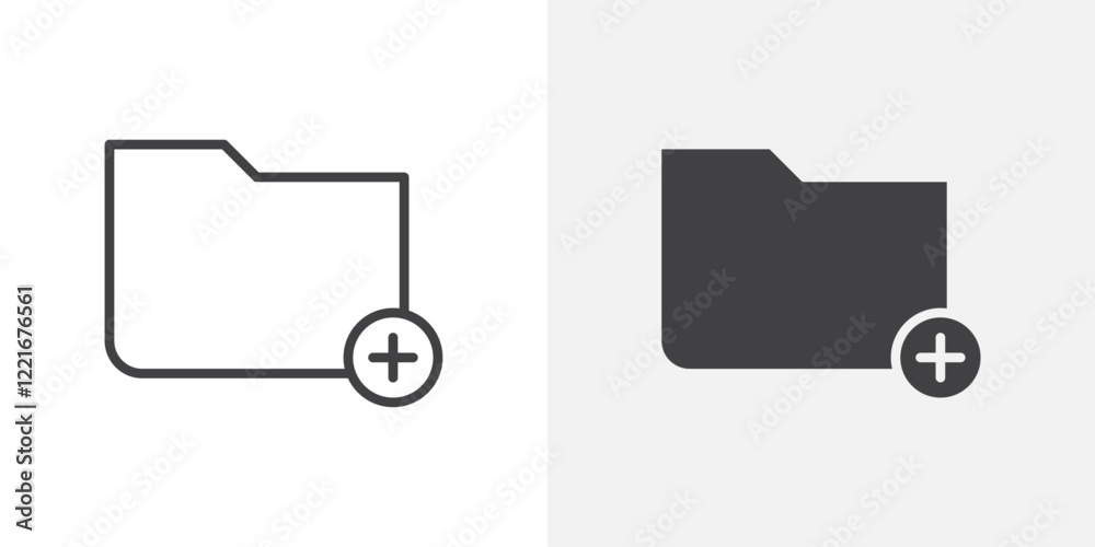 Poster create folder icon outline vector sign