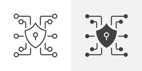 Obraz premium Cyber security icon Outline vector sign