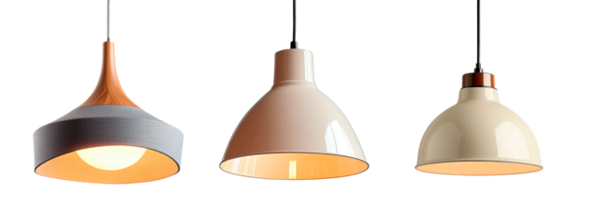 Set of pendant ceiling lamp shade isolated on transparent background