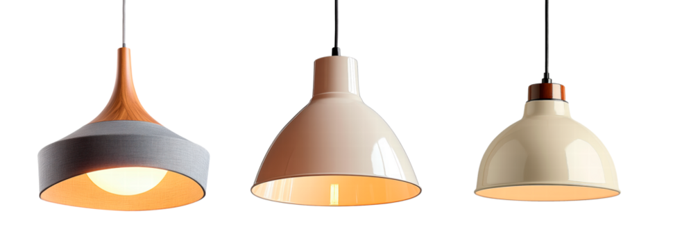 Set of pendant ceiling lamp shade isolated on transparent background