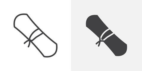 Diploma icon Outline vector sign