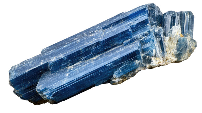 Blue Kyanite Crystal: A captivating image showcases a raw kyanite crystal, its deep blue hue shimmering with multifaceted brilliance.