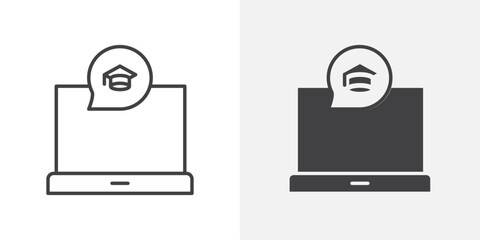 E learning icon Outline vector sign