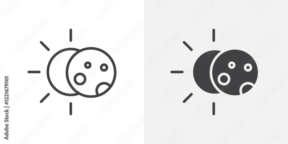 Poster eclipse icon outline vector sign