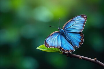 Obraz premium Blue butterfly perched on a branch , branches, nature