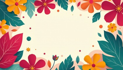 Obraz premium Bold geometric shapes in bright colors form a funky floral design, funny, patterns