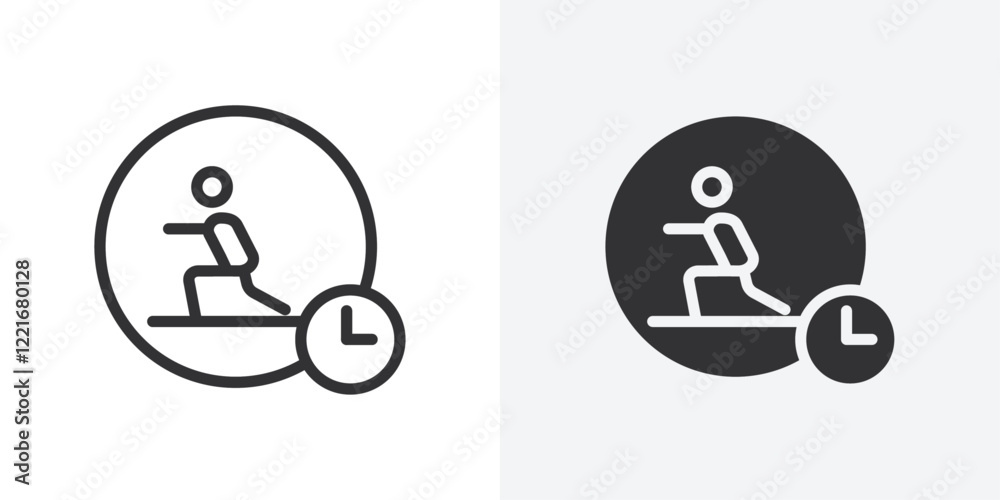 Poster exercise time icon outline vector sign