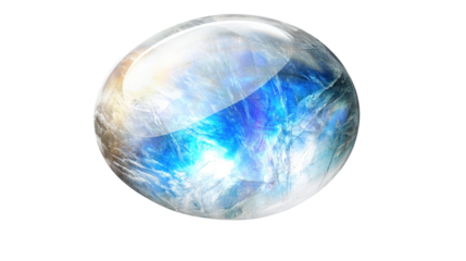 Mystical Moonstone Orb: A mesmerizing, translucent sphere pulsates with inner light, showcasing iridescent blues and whites, evoking a sense of magic and wonder.