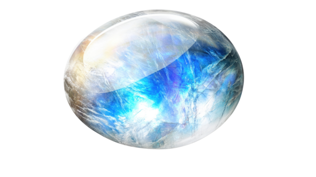 Mystical Moonstone Orb: A mesmerizing, translucent sphere pulsates with inner light, showcasing iridescent blues and whites, evoking a sense of magic and wonder.