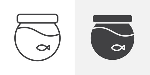 Fish bowl icon Outline vector sign