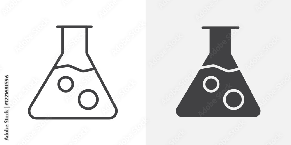 Poster flask icon outline vector sign