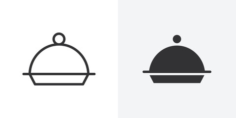 Food Tray and Cover icon Outline vector sign