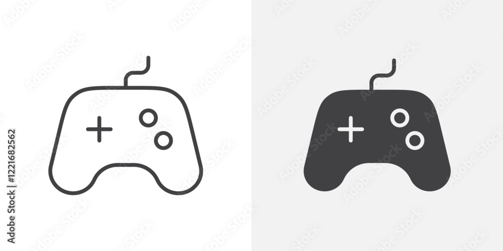 Poster gaming controller icon outline vector sign