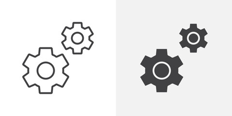 Gears icon Outline vector sign