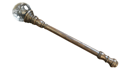 Crystal Orb Staff: An elegant, antique-style staff with a clear crystal orb and bronze-toned shaft. Perfect for fantasy, historical, or magical themed projects.